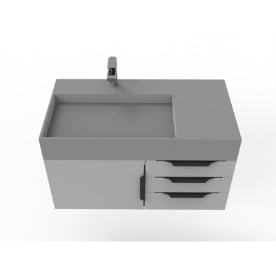 Bassi 36'' Single Bathroom Vanity with Solid Surface Top