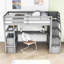 Lit mezzanine en bois avec bureau, tablettes et deux tiroirs Kaci-611991652-611991653