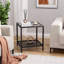 Table de bout unique en verre noir - rangement à 2 niveaux, assemblage facile, design minimaliste-97850654-97850655-97850658