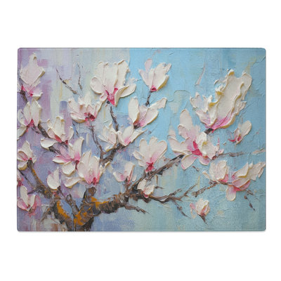 Magnolia Flower Palette Knife  Glass Chopping Board