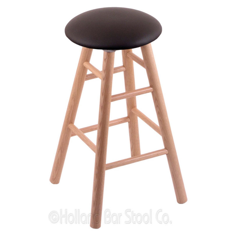 Tabouret de comptoir pivotant de 24 po, Chêne naturel, Vinyle noir