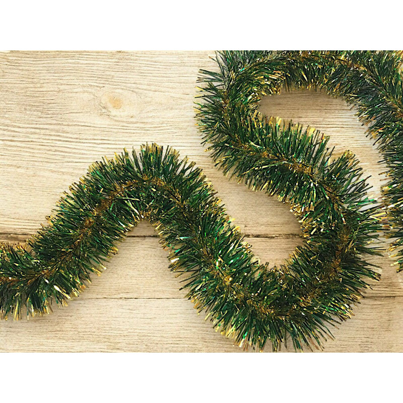 7cm Faux Garland, Green/Gold