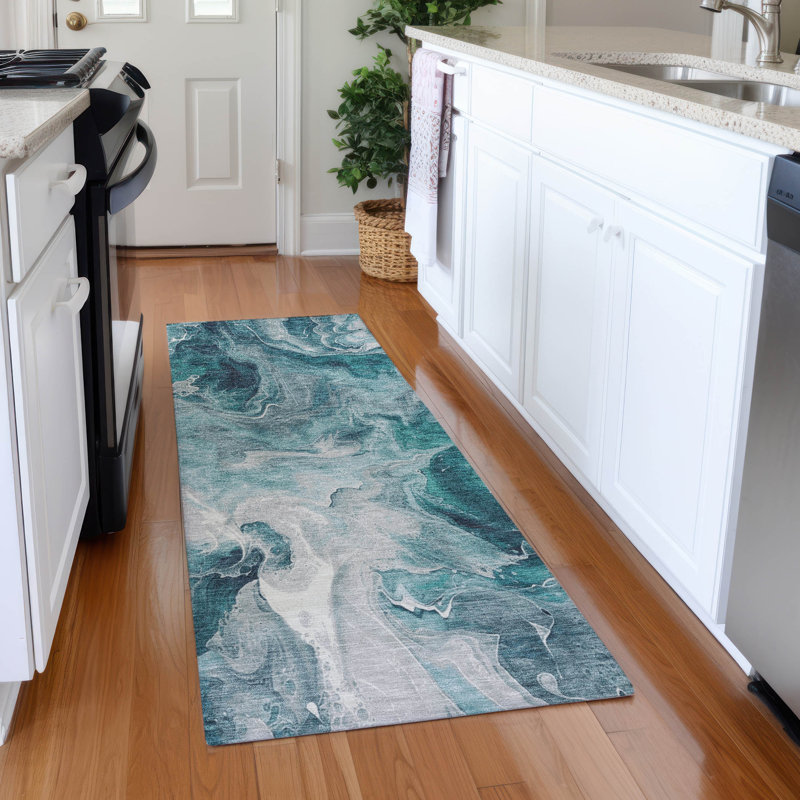 Premium Machine Washable Mehara AMF1687 Abstract Rug, Runner 2'3" x 7'6"