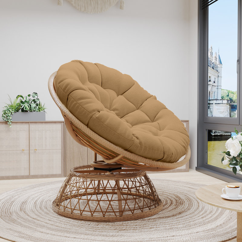 Maysen Swivel Wicker Outdoor Lounge Chair, Tan