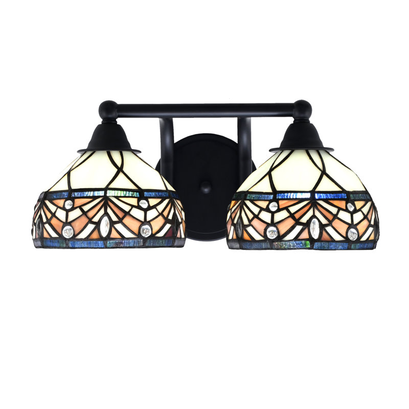 Paramount 2 Light Bath Bar Shown In Matte Black Finish With 7" Royal Merlot Art Glass