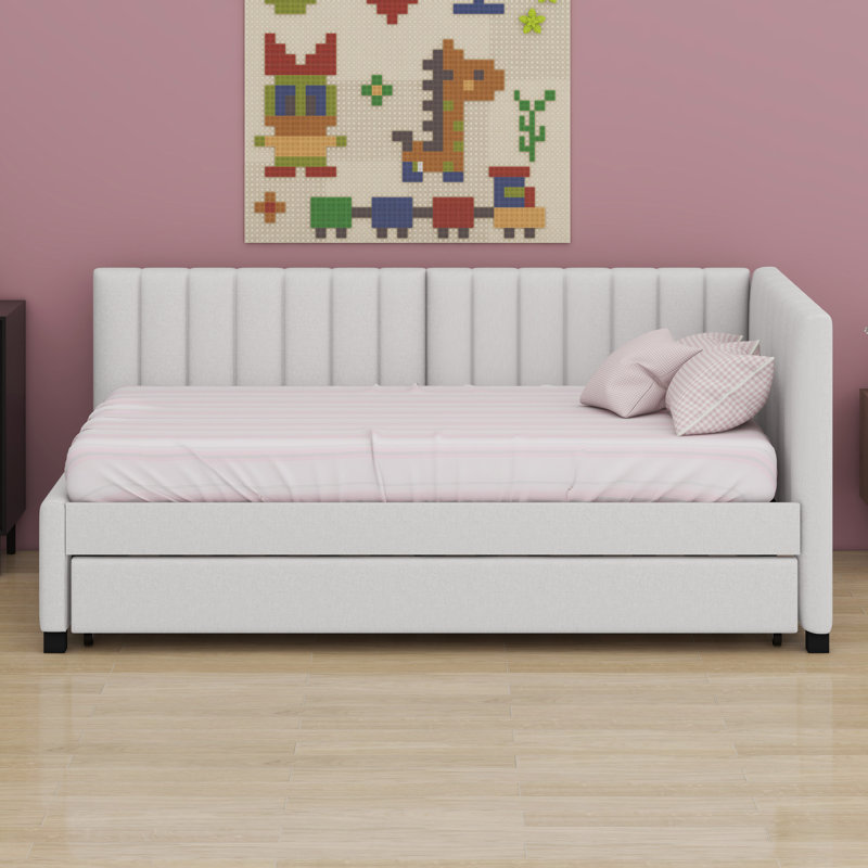 Lit de jour rembourré avec couchette, Beige