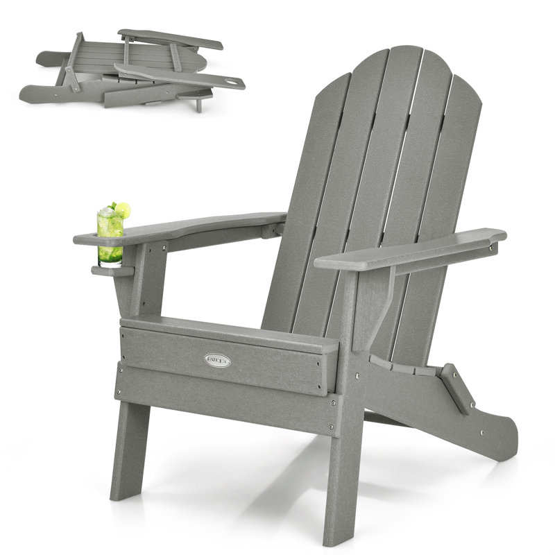Foldable Outdoor Adirondack Chair, Gray