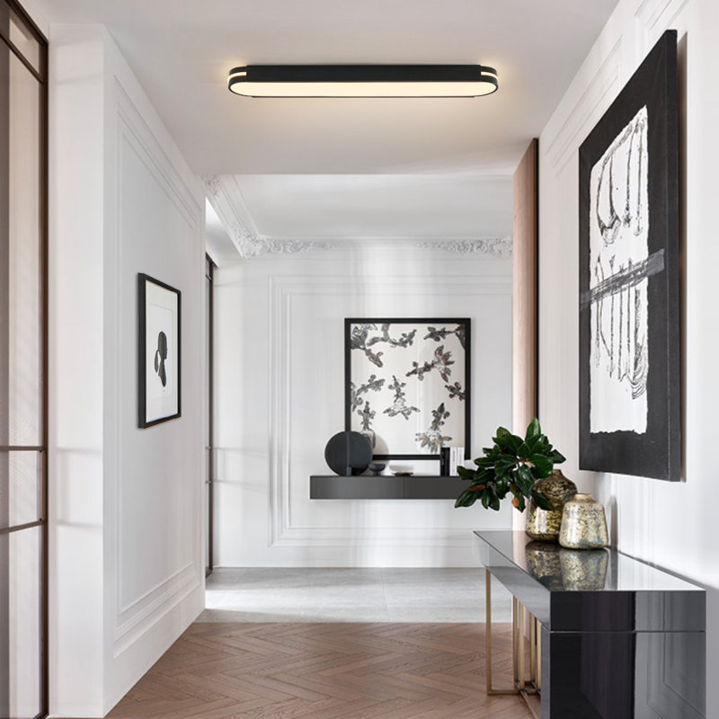 Minimalist Simple Long Oval Led Flush Mount, 2" H x 39.4" W x 5.5" D