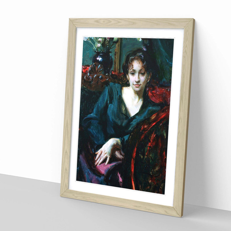 Isabella Stewart Gardner by John Singer Sargent - Picture Frame Rectangle Painting, Oak