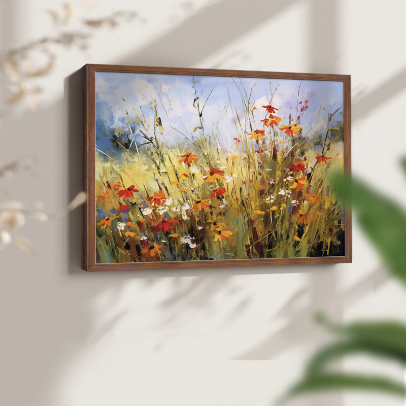 Série florale - CXL III - Reproduction encadrée - Restickable, H 16 po x l 20 po, Noyer