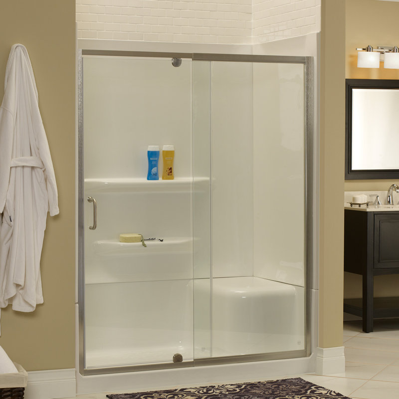 Cove 69" H Pivot Frameless Shower Door, Brushed Nickel