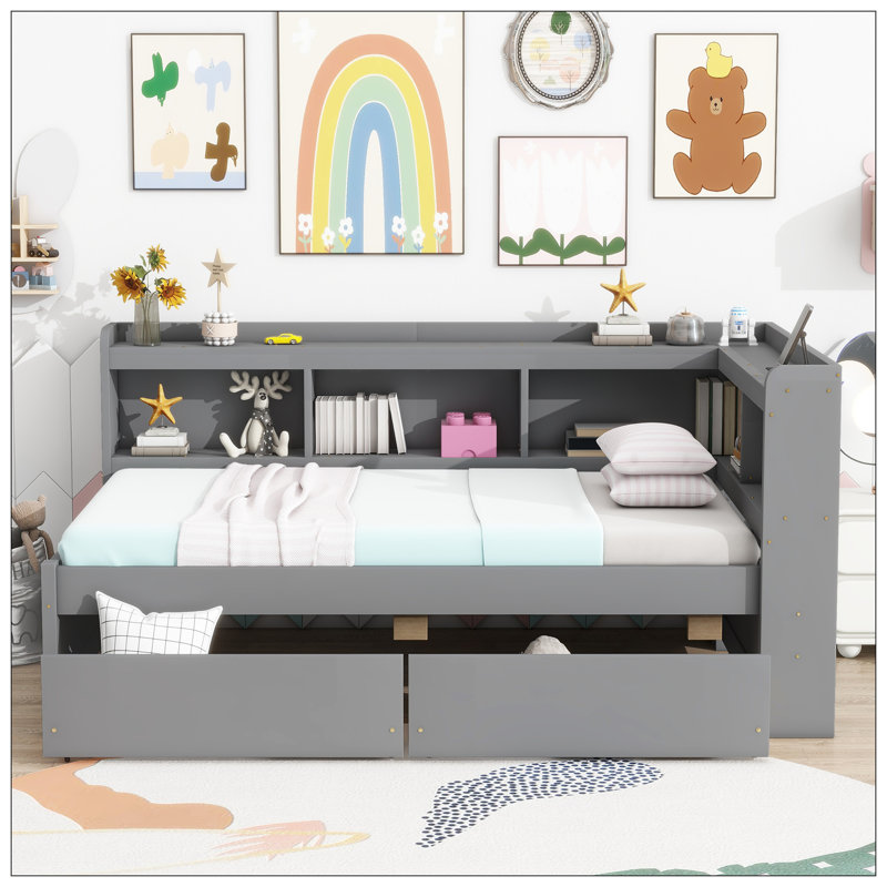 Lit pour chambre à coucher, gris, Simple