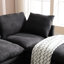 Salon avec canapé-lit en forme de U et méridienne - 5 pièces, gris foncé, structure en bois et en fer, coussins doubles 5 ressorts rembourrés-102575549