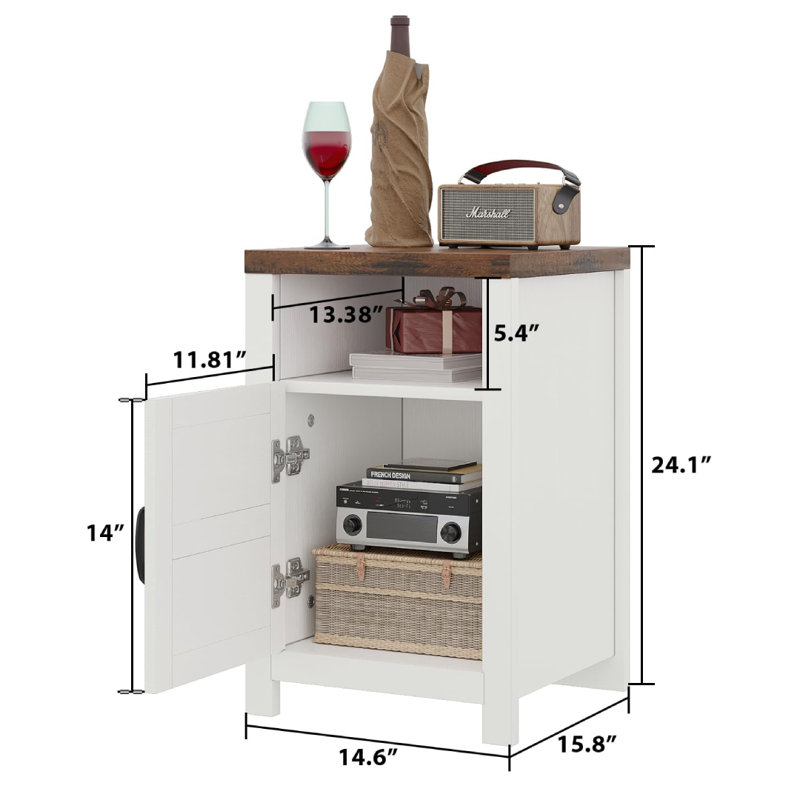 Auriemma Manufactured Wood End Table with Charging Station, Brown, White, Design B