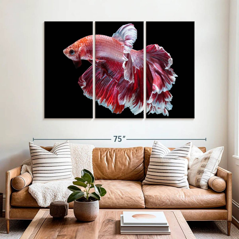 Brampt Red And White Betta Fish, 42" H x 65" W