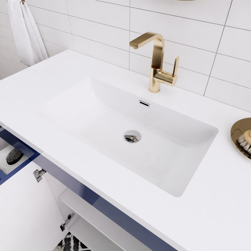 42'' Single Bathroom Vanity with Acrylic Top, Nigh Blue