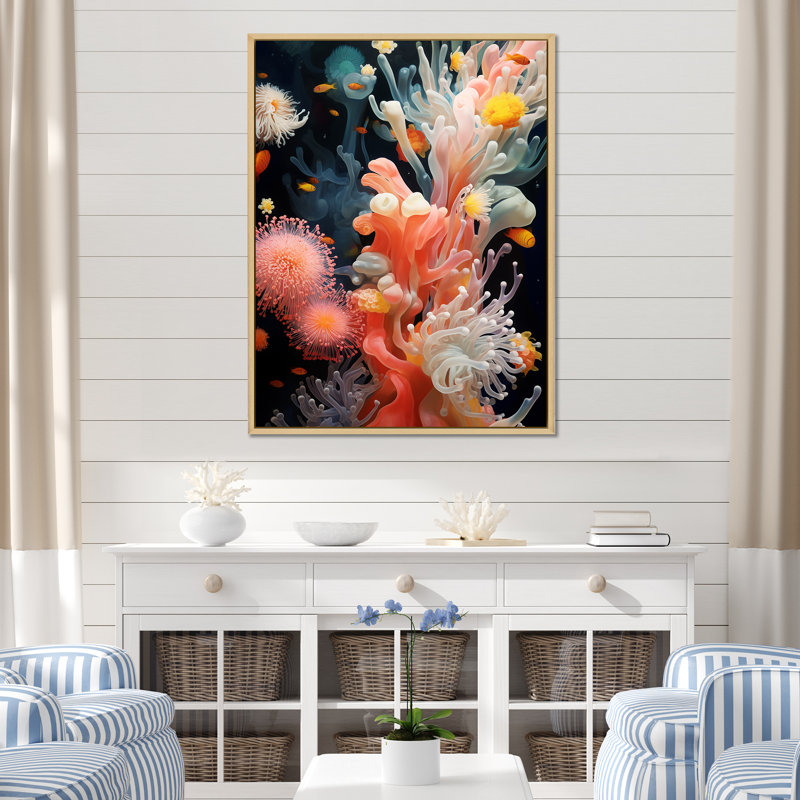 Underwater Vibrant Pink Coral - Beach & Ocean, reproduction d'art sur toile, Cadre naturel flottant