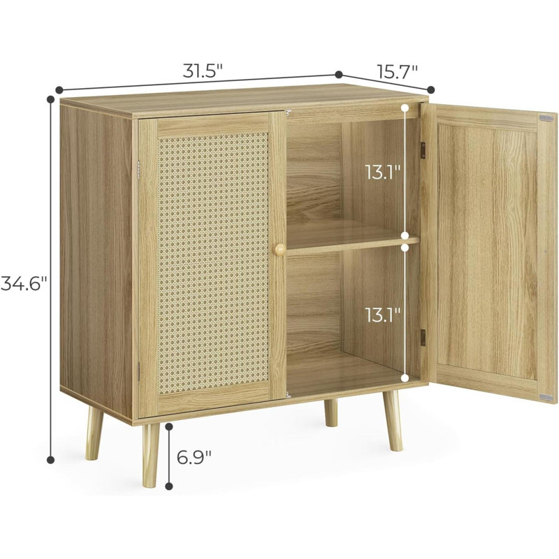 Cuadra Solid Wood Accent Cabinet, Natural