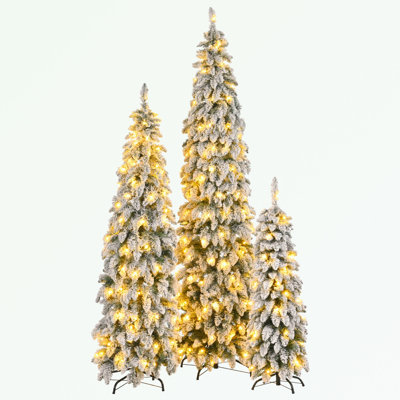 3-piece Artificial Christmas Tree with Snow Flocking