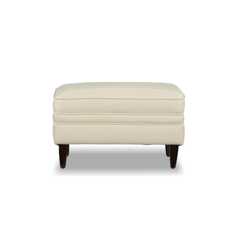 Ashtabula 100% Genuine Leather Ottoman 30.31", Cream