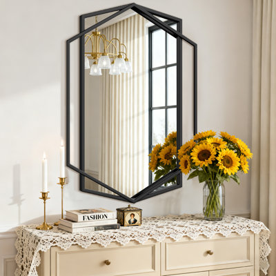 Hexagon Metal Framed Accent Wall Mirror/Bathroom Mirror/Wall Mirror, Horizontally or Vertically