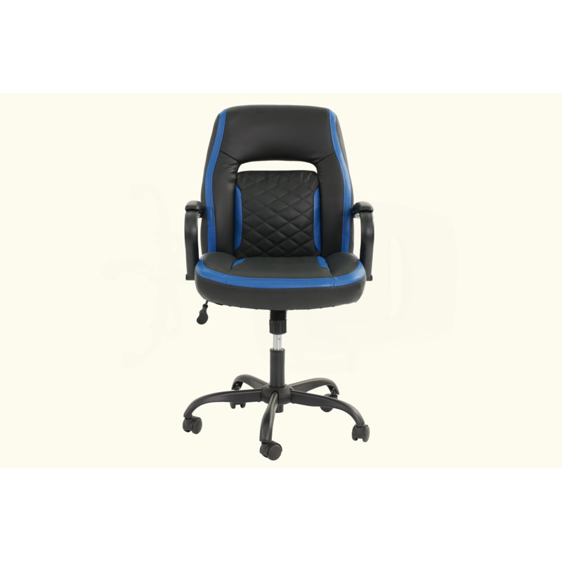 Fauteuil de bureau en similicuir 1 pièce, Noir / Bleu