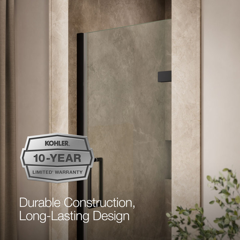 Composed 27-5/8-In28-3/8-In W X 71-1/2-In H Frameless Pivot Shower Door With 3/8-In Crystal Clear Glass And Back-To-Back Vertical Door Pulls