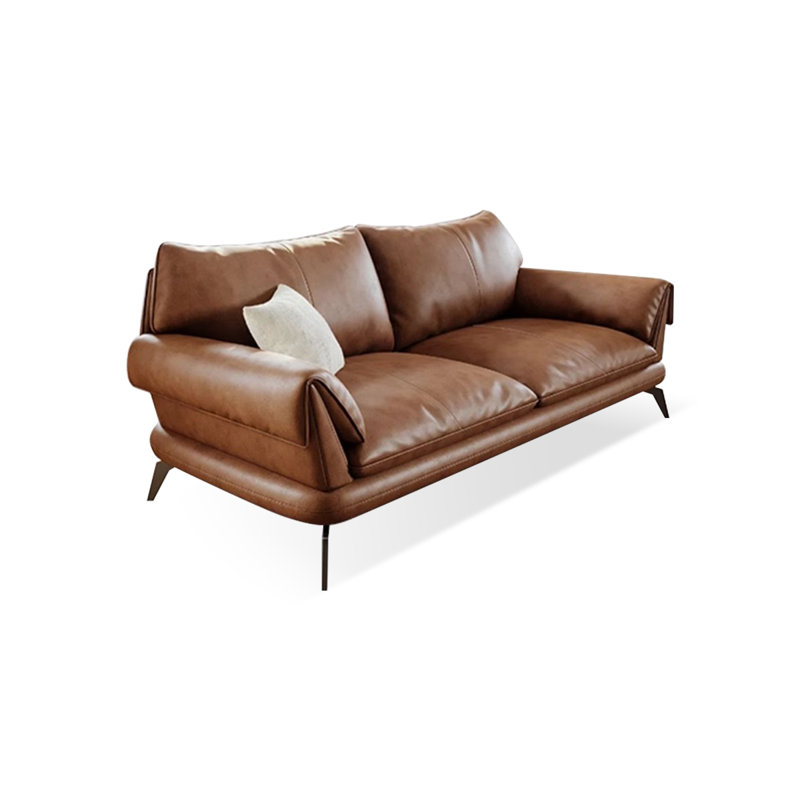 Canapé standard en cuir véritable brun, H 33,86 po x l 74,8 po x P 38,58 po