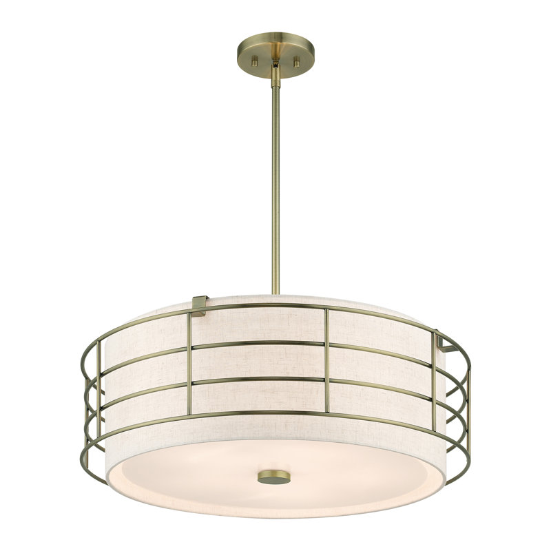 Niobrara 5 - Light Dimmable Drum Chandelier, Antique Brass