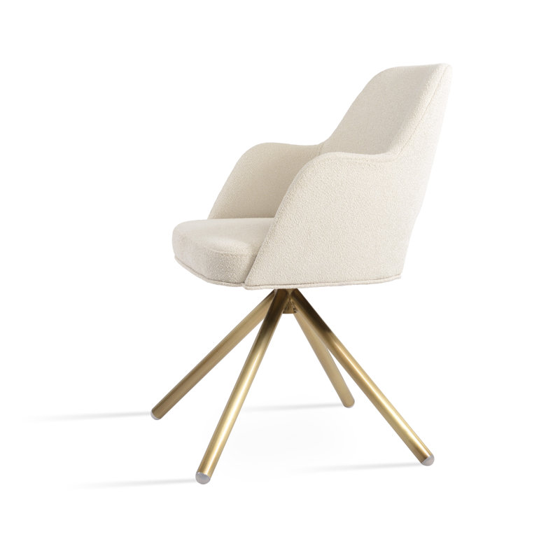 Marash Stick Swivel Arm Chair, Brass, Black