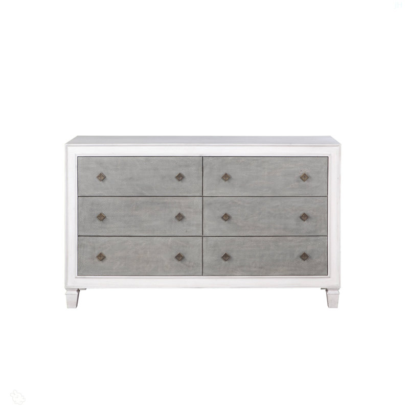 Commode Katia gris rustique et blanc vieilli