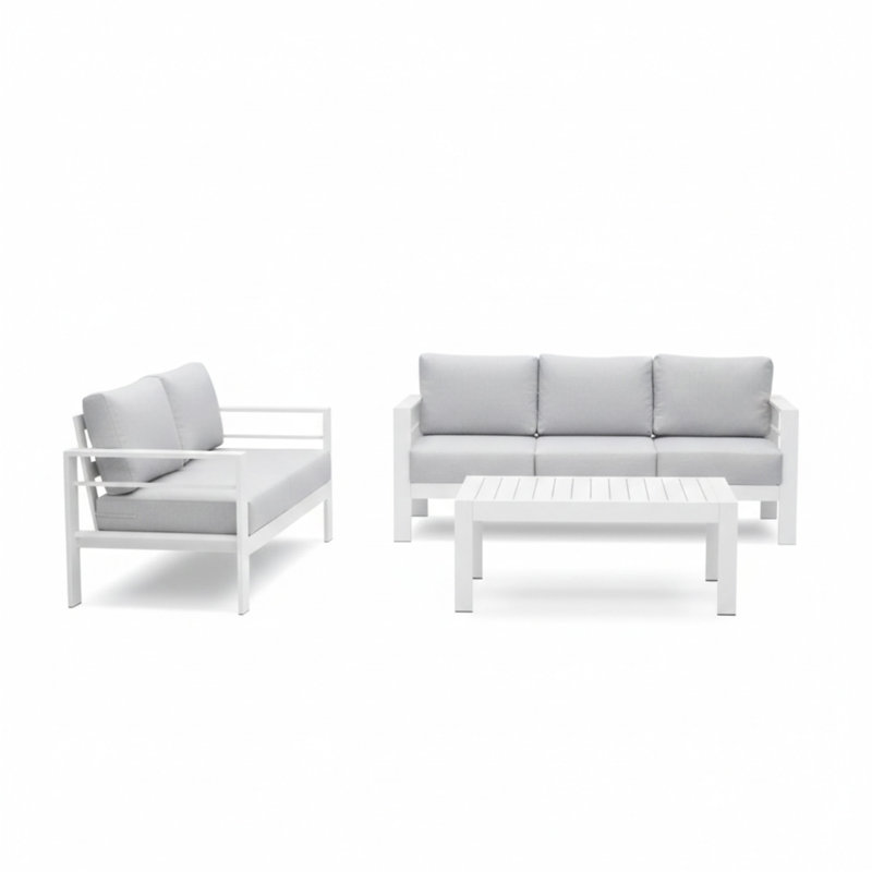 Ensemble de conversation 3 pièces, Light Gray Cushion/White Frame