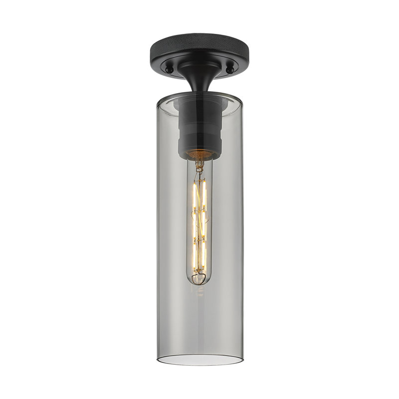 Plafonnier encastré 1 lumière Crown Point, Plaqué couleur fumée, Noir mat, H 12 po x l 3,88 po x P 3,88 po