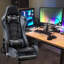JL Comfurni JD-S0 Adjustable Reclining Ergonomic Faux Leather Swiveling PC & Racing Game Chair with Footrest-86593340