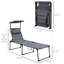 Chaise de patio pliante ajustable par, parasol et coussin, gris pour une assise extérieure confortable