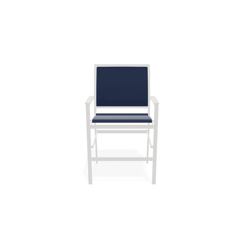 Chaise de café empilable en aluminium Bazza, Neige, Bleu marine 13D Sunbrella®