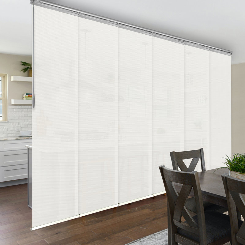 Pewter Semi-Sheer Vertical Blind, Satin Nickel