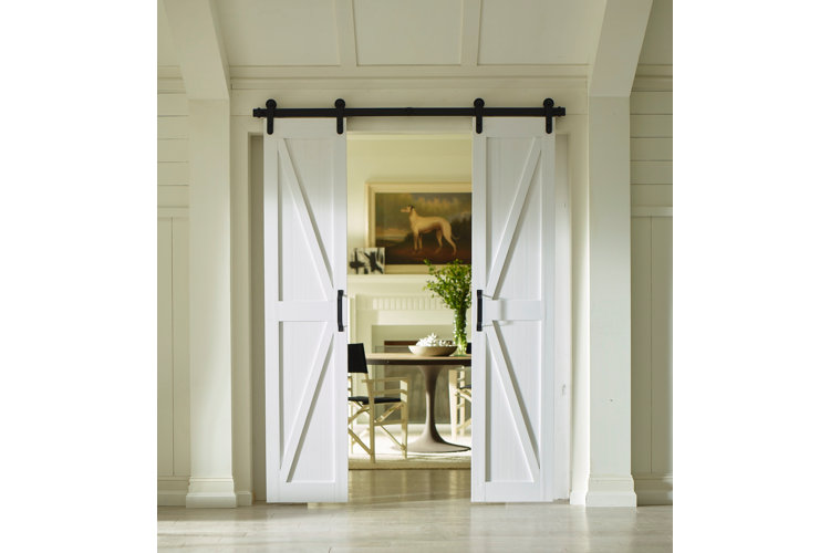 Paneled PVC/Vinyl and Metal Barn Door with Installation Hardware Kit