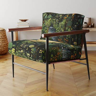 Fauteuil d'appoint en velours vert et jaune Urban Jungle I
