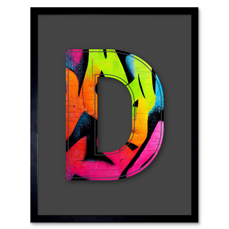 Letter D Fluorescent Abstract 1 Piece Single Picture Frame Wall Art