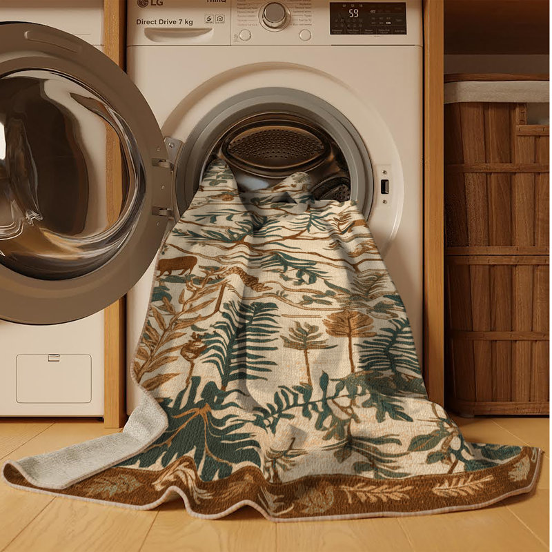 Tapis brun lavable à la machine, Rond 4 pi