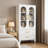 73"H with Double Glass Doors & Drawers, Adjustable Shelves, White Tall Pantry Organizer for Kitchen, Dining Room, Office, or Bedroom