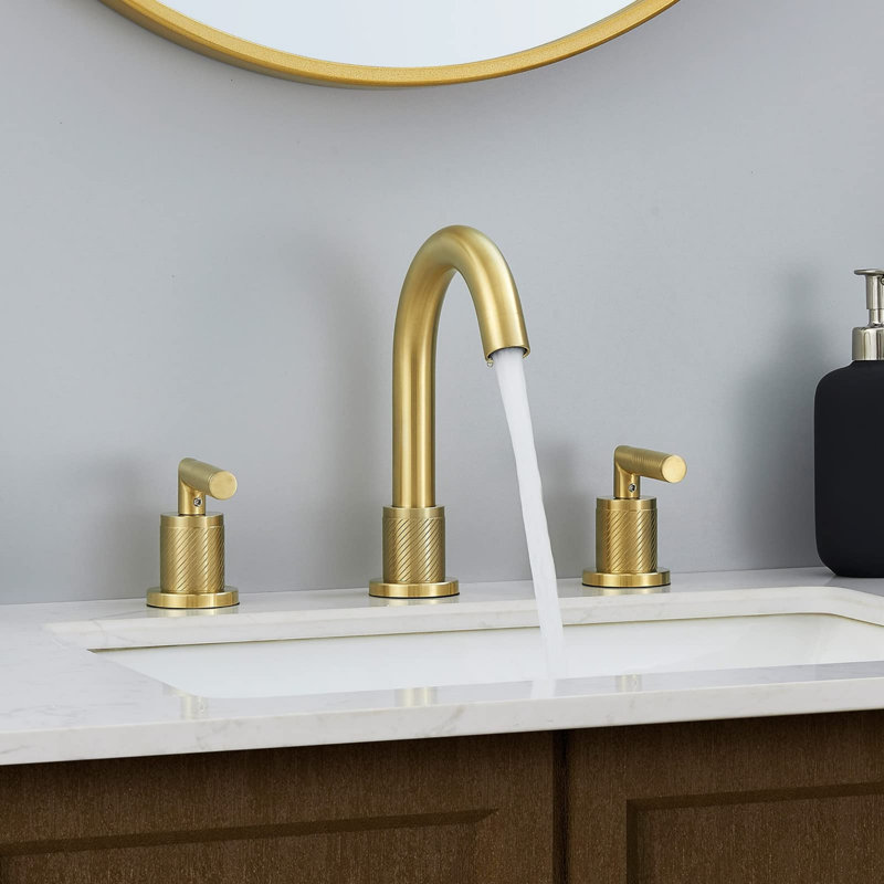 Bathroom faucet with 360 degree turn spout, Brushed Gold