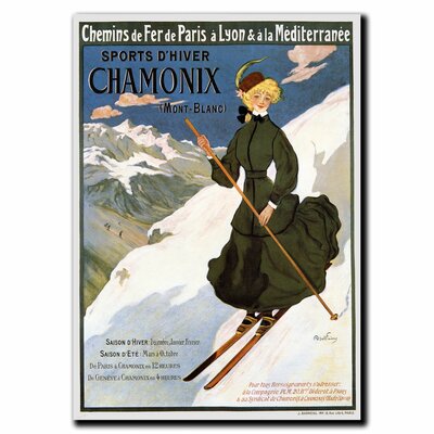 Sports D'Hiver Chamonix Mont Blanc' by Abel Faivre Framed Vintage Advertisement on Wrapped Canvas -  Trademark Fine Art, V8093-C3648GG