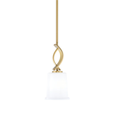 Mini suspension Waldes Stem Hung présentée en finition laiton New Age avec verre opale blanc de 13,3 cm (5,25 po).