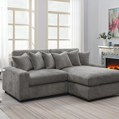 Canapé modulaire réversible en velours côtelé avec 6 coussins