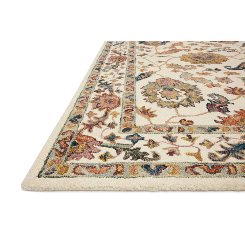 Tapis beige / brun en laine crocheté à la main Norge, Rectangle 9 pi 3 po x 13 pi