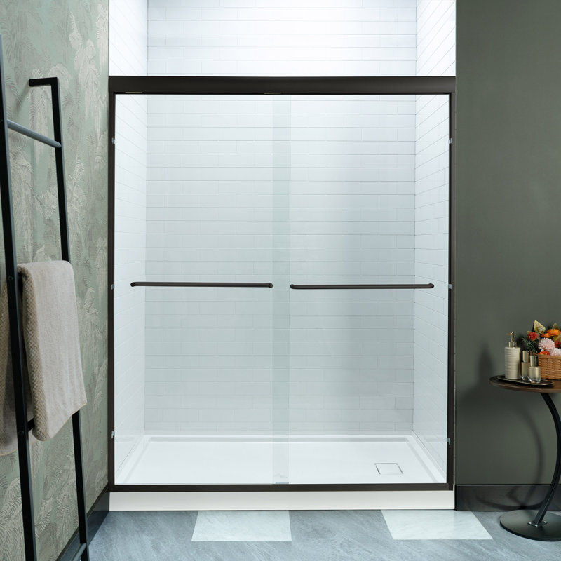 WOODBRIDGE Double Sliding Shower Door 56-60" Width x 72"Height with 5/16"(8mm) Clear Tempered Glass, Matte Black