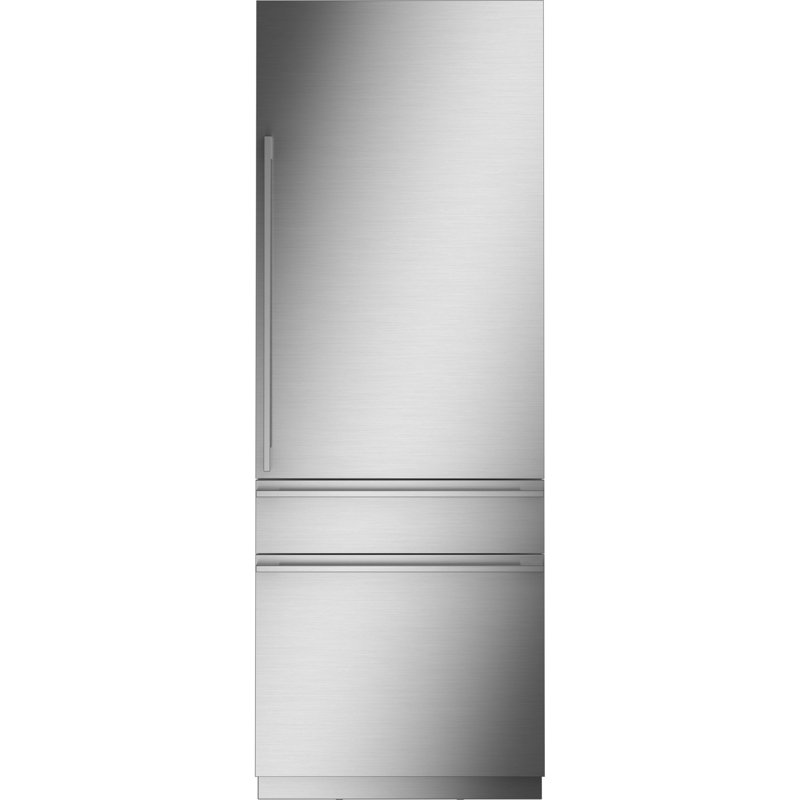 Monogram 30" W Integrated Customizable Refrigerator, Panel Ready, Minimalist, Right, 84" H Stainless Steel Panel