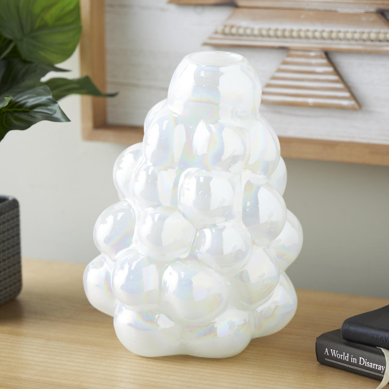 Vase de table en verre Haxby, Blanc